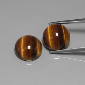 Gemas de tiger's eye marrón natural de  ct, corte redondo, opaco