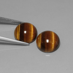 Gemas de tiger's eye marrón natural de  ct, corte redondo, opaco