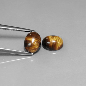 Gemas de tiger's eye marrón natural de  ct, corte óvalo, opaco