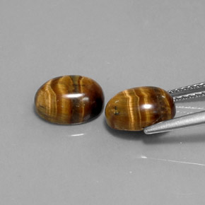 Gemas de tiger's eye marrón natural de  ct, corte óvalo, opaco