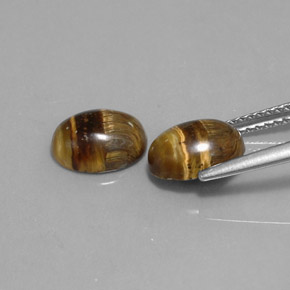 Gemas de tiger's eye marrón natural de  ct, corte óvalo, opaco