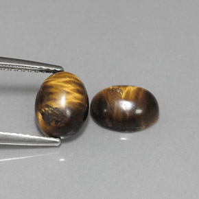 Gemas de tiger's eye marrón natural de  ct, corte óvalo, opaco