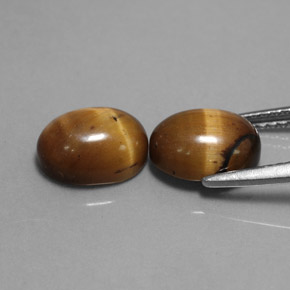 Gemas de tiger's eye marrón natural de  ct, corte óvalo, opaco