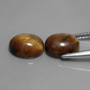 Gemas de tiger's eye marrón natural de  ct, corte óvalo, opaco