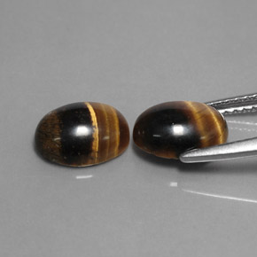 Gemas de tiger's eye marrón natural de  ct, corte óvalo, opaco