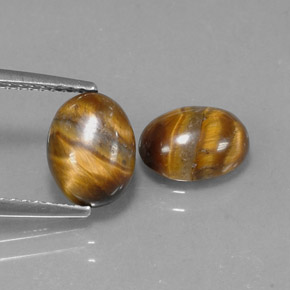 Gemas de tiger's eye marrón natural de  ct, corte óvalo, opaco