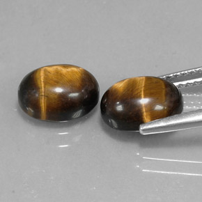 Gemas de tiger's eye marrón natural de  ct, corte óvalo, opaco