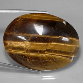 Tiger's eye marrón natural de 73,05 ct, corte óvalo, opaco
