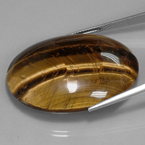 Tiger's eye marrón natural de 73,05 ct, corte óvalo, opaco