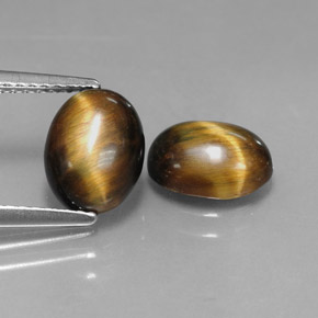 Gemas de tiger's eye marrón natural de  ct, corte óvalo, opaco