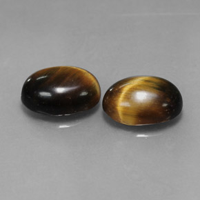 Gemas de tiger's eye marrón natural de  ct, corte óvalo, opaco