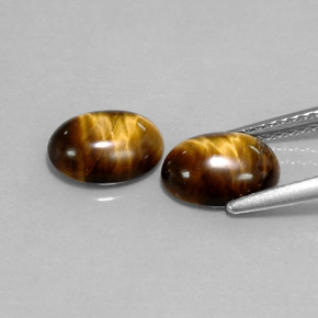 Gemas de tiger's eye marrón natural de  ct, corte óvalo, opaco