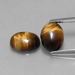 Gemas de tiger's eye marrón natural de  ct, corte óvalo, opaco