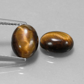 Gemas de tiger's eye marrón natural de  ct, corte óvalo, opaco