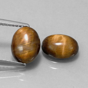 Gemas de tiger's eye marrón natural de  ct, corte óvalo, opaco