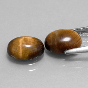 Gemas de tiger's eye marrón natural de  ct, corte óvalo, opaco
