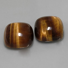 Gemas de tiger's eye marrón natural de  ct, corte cojín, opaco