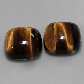 Gemas de tiger's eye marrón natural de  ct, corte cojín, opaco