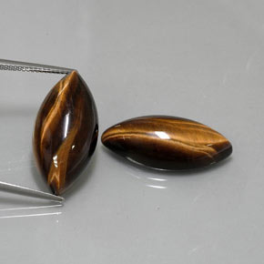 Gemas de tiger's eye marrón natural de  ct, marquesa, opaco