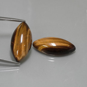 Gemas de tiger's eye marrón natural de  ct, marquesa, opaco