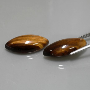 Gemas de tiger's eye marrón natural de  ct, marquesa, opaco