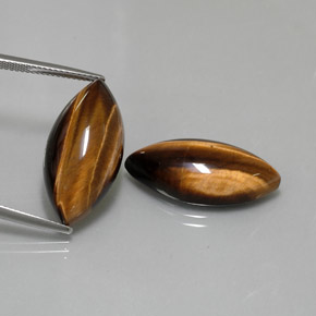 Gemas de tiger's eye marrón natural de  ct, marquesa, opaco