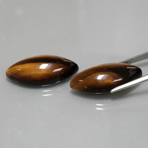 Gemas de tiger's eye marrón natural de  ct, marquesa, opaco