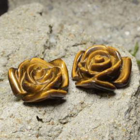 Gemas de tiger's eye marrón natural de 20,93 ct, corte flor, opaco