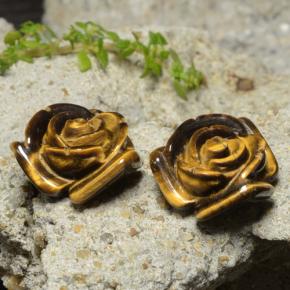 Gemas de tiger's eye marrón natural de 24,14 ct, corte flor, opaco