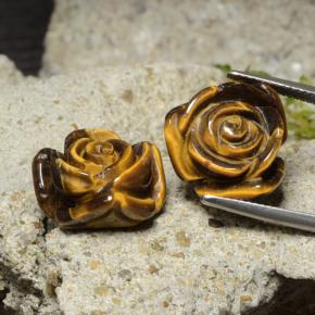 Gemas de tiger's eye marrón natural de 25,22 ct, corte flor, opaco