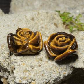 Gemas de tiger's eye marrón natural de 25,22 ct, corte flor, opaco