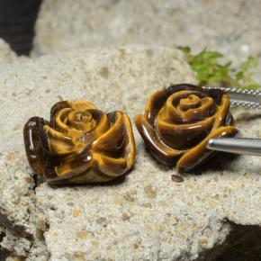 Gemas de tiger's eye marrón natural de 25,22 ct, corte flor, opaco