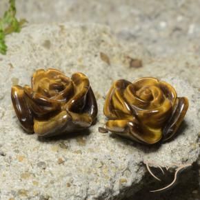 Gemas de tiger's eye marrón natural de 22,12 ct, corte flor, opaco