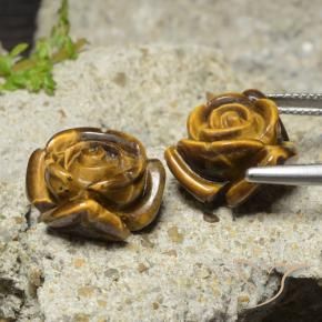 Gemas de tiger's eye marrón natural de 22,12 ct, corte flor, opaco