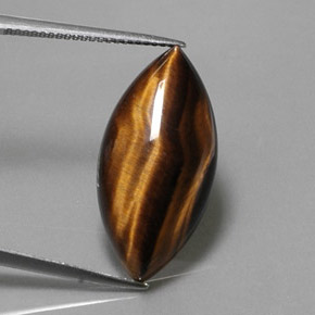 Tiger's eye marrón natural de 13,03 ct, marquesa, opaco