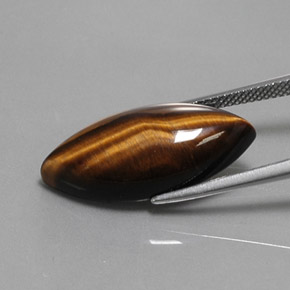 Tiger's eye marrón natural de 13,03 ct, marquesa, opaco