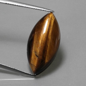 Ojo de Tigre Marrón oro natural de 12.68 ct, Marquesa, Opaco