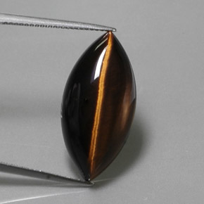 Tiger's eye marrón natural de 13,51 ct, marquesa, opaco