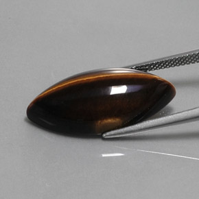 Tiger's eye marrón natural de 13,51 ct, marquesa, opaco