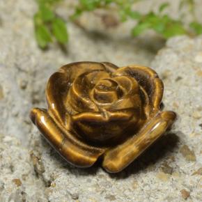 Ojo de Tigre Marrón medio natural de 10.98 ct, Corte Flor, Opaco