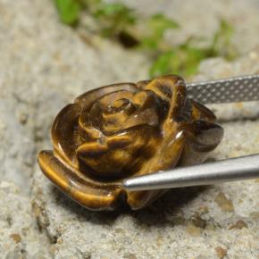 Ojo de Tigre Marrón medio natural de 10.98 ct, Corte Flor, Opaco