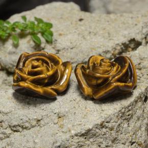 Gemas de tiger's eye marrón natural de 23,82 ct, corte flor, opaco