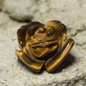 Ojo de Tigre Marrón medio natural de 11.12 ct, Corte Flor, Opaco