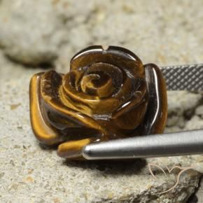 Ojo de Tigre Marrón medio natural de 11.12 ct, Corte Flor, Opaco
