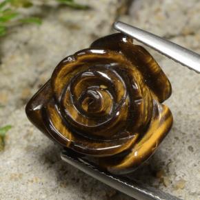 Tiger's eye marrón natural de 12,02 ct, corte flor, opaco