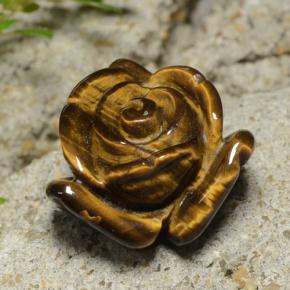 Tiger's eye marrón natural de 12,02 ct, corte flor, opaco