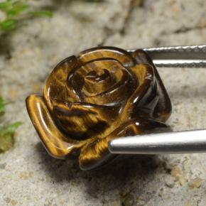 Tiger's eye marrón natural de 12,02 ct, corte flor, opaco