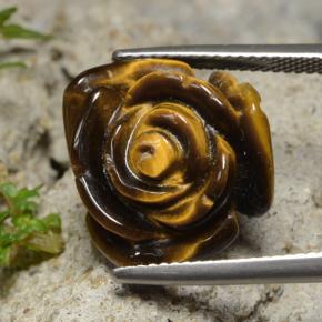 Tiger's eye marrón natural de 13,26 ct, corte flor, opaco
