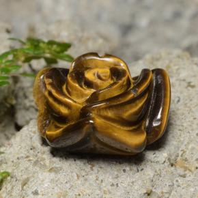 Tiger's eye marrón natural de 13,26 ct, corte flor, opaco