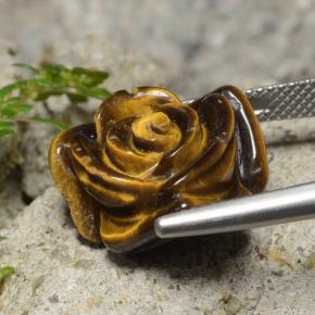 Tiger's eye marrón natural de 13,26 ct, corte flor, opaco